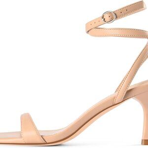 Women Kitten Heels Strappy Open Toe Sandals Ankle Wrap Pumps Dress Shoes